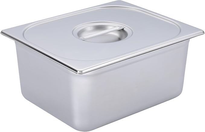 BIRDROCK HOME Stainless Steel Steam Table Pan Lids - Restaurant and Catering Supplies - 24 Gauge Steel - Perfect for Meal Prep, Cooking, and Food Storage Container - 6 Pack, Fits 1/2-Size Hotel Pans