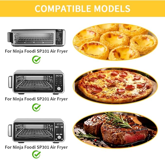 for Ninja Air Fryer Oven Liners, 4 Pack Non-stick Baking Mat, Oven Liners for Bottom of Oven Compatible with Ninja Foodi SP101 SP201 SP301 Fry Toaster Microwave Bottom of Gas & Electric