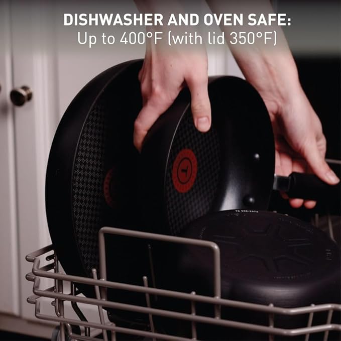 T-fal Ultimate Hard Anodized Nonstick Fry Pan Set 3 Piece: 8, 10.25, & 12 Inch, Oven Broiler Safe 400F, Kitchen Cookware Set, Pots and Pans Set Non Stick, Frying Pans, Skillets, Dishwasher Safe, Black