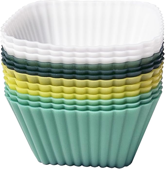 Silicone Muffin Cups Baking Cupcake Liners Square Non-stick Cake Molds Bento Lunch Box Dividers