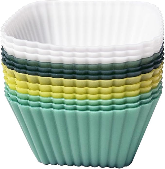 Silicone Muffin Cups Baking Cupcake Liners Square Non-stick Cake Molds Bento Lunch Box Dividers