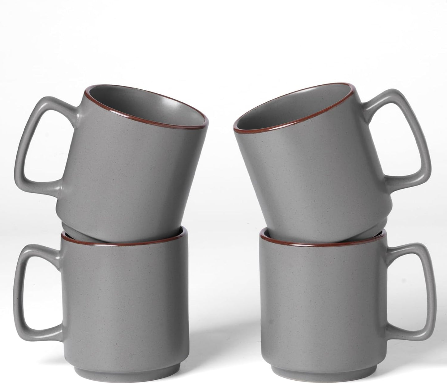 famiware Coffee Mugs Set of 4, Nebula 14oz Coffee Mugs, Ceramic Cup Set with Handle for Latte, Tea, Milk, Cappuccino, Cocoa, Dark Gray