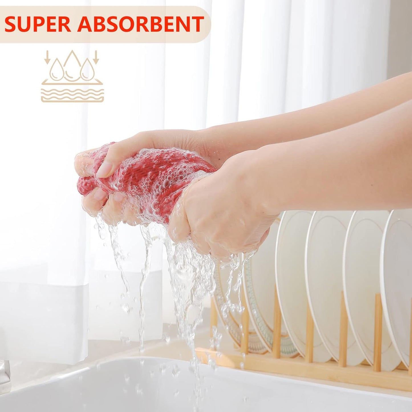 Homaxy 100% Cotton Waffle Weave Kitchen Dish Cloths, Ultra Soft Absorbent Quick Drying Dish Towels, 12 x 12 Inches, 12-Pack, Multicolor