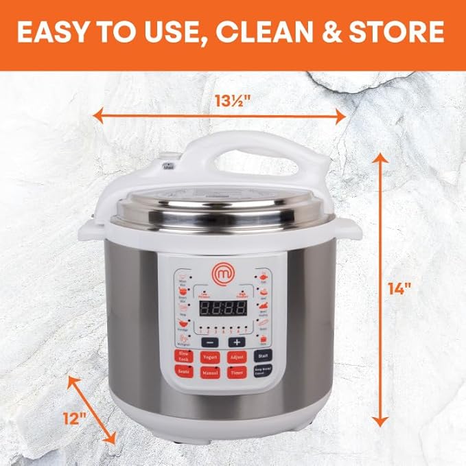 MasterChef 13-in-1 Pressure Cooker- 6 QT Electric Digital Instant MultiPot w 13 Programmable Functions- High and Low Pressure Slow Non-Stick Pot Cooking Warmer Options, LED Display, Delay Timer, Rice