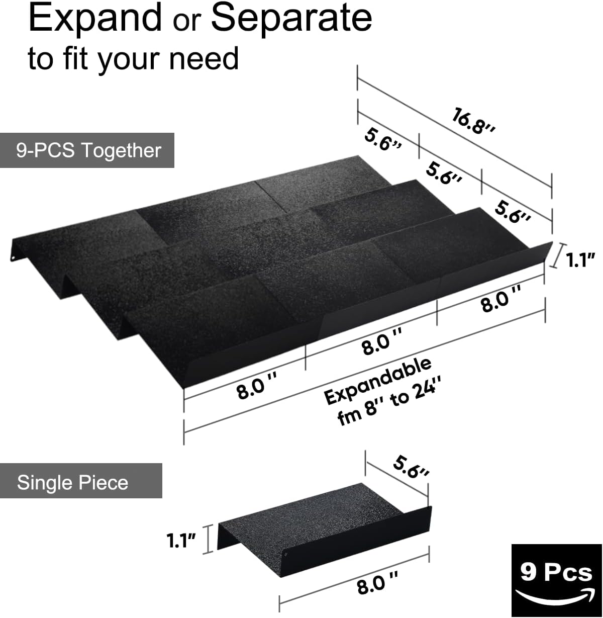 Artibear Expandable Drawer Spice Rack Organizer for 8" to 24" Kitchen Cabinets Drawer Tray Insert, Set of 9