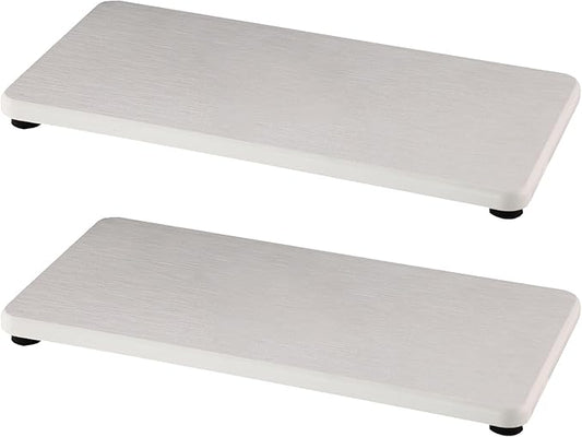 2 Pcs Water Absorbing Stone Trays, Kitchen/Bathroom Sink Soap Dish, Diatomite Tray Used for Hand Soap & Cosmetic Bottles in The Modern Home, 4" W x 8.3" L, White