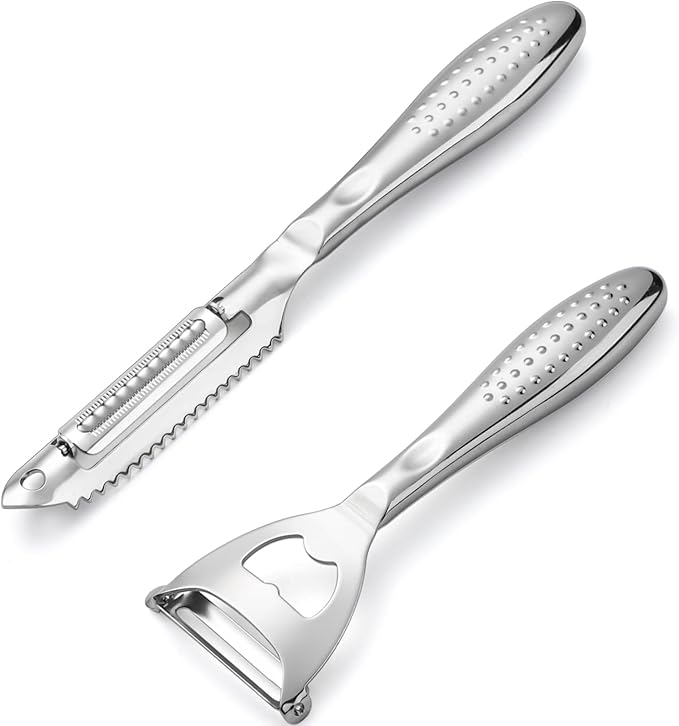 Potato Peelers Set of 2 Stainless Steel Peeler Y-Shaped and I-Shaped Peelers,Vegetable Carrot Fruit Peelers for Home kitchen (Silver2)