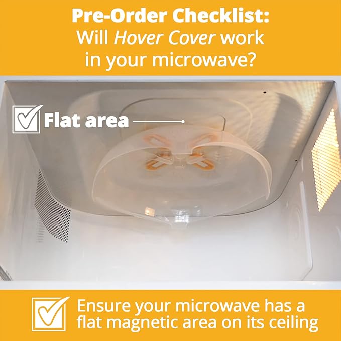 Magnetic Microwave Cover for Food | Clear Microwave Splatter Cover | Microwave Plate Cover with Steam Vents | Food Grade Dish Cover | BPA-Free | Dishwasher Safe | Orange