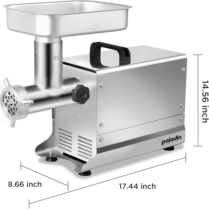 #5 Commercial Stainless Steel Electric Meat Grinder Machine, 240lbs/h, 0.4HP Heavy Duty Meat Grinder with Sausage Stuffer for deer processing, Pet Food, Heavy Use