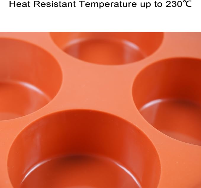 Muffin Pan, 6 Cup Silicone Cake Moulds for Baking, Silicone Muffin Cases, Non Stick Muffin Tin, Cookies Jelly Mould - BPA Free and Dishwasher Safe