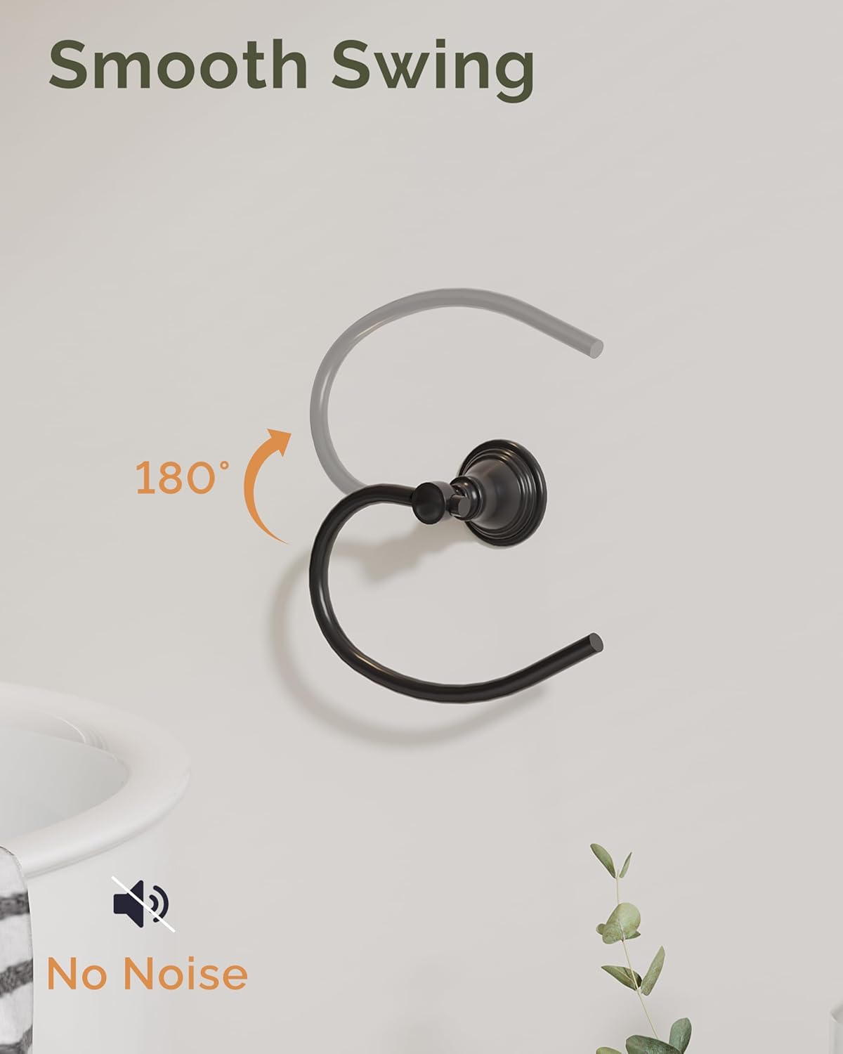 Towel Ring, Stainless Steel Hand Towel Holder for Bathroom Wall Mount, Heavy Duty Towel Hanger for Kitchen, Bath, RV (Matte Black)