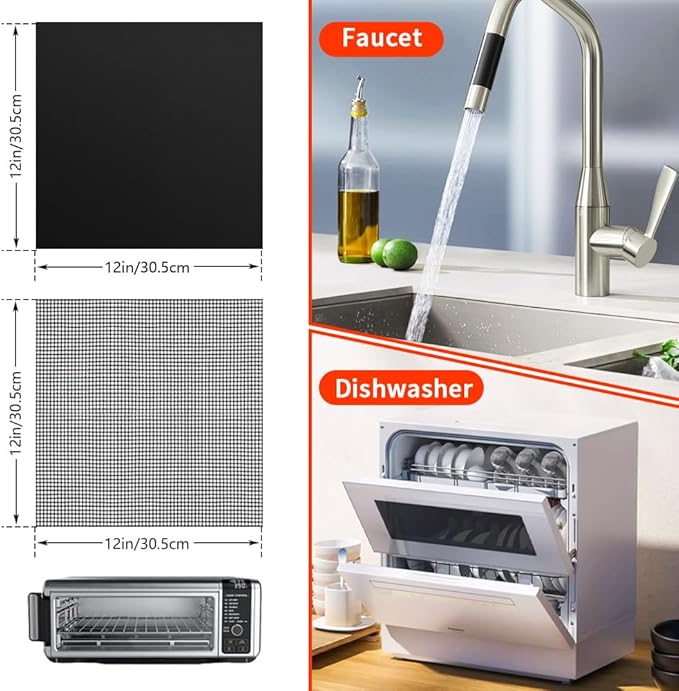 for Ninja Foodi Reusable Air Fryer Liners 12x12inch, 3x Air Fryer Liners+3x Mesh Sheets, Baking/Grill/Microwave, 450°F Square Oven Liners for Ninja SP101/SP201/SP301/SP351 Air Fryer Accessory