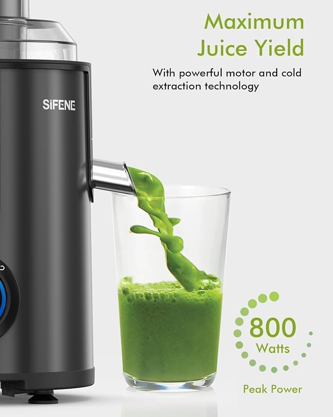 SiFENE Juicer Machine, 800W Centrifugal Juicer with 3.2" Big Mouth for Whole Fruits and Veggies, Juice Extractor Maker with 3 Speeds Settings, Easy to Clean