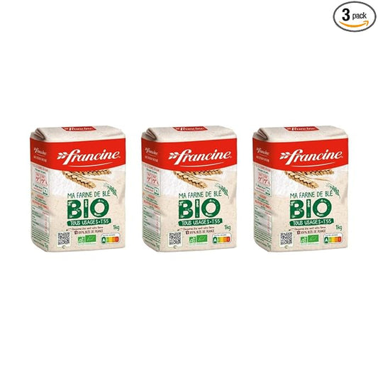 Francine Farne de Ble Bio - French T55 Organic All Purpose Flour (3 Pack, Total of 3kg)