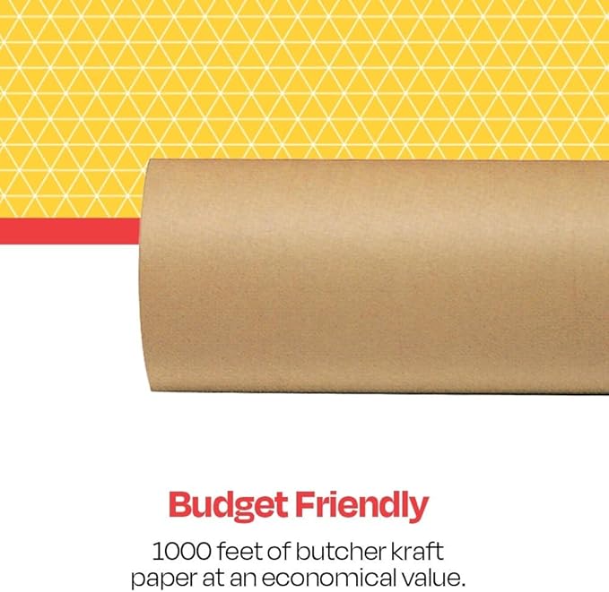School Smart Butcher Kraft Paper Roll, 50 lbs, 18 Inches x 1000 Feet, Brown