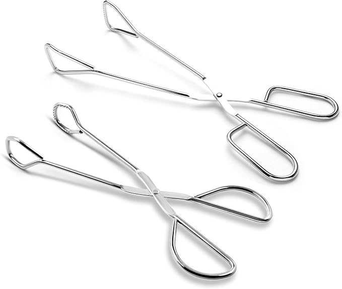 9-Inch and 11-Inch Heavy Duty Stainless Steel Kitchen Tongs - Comfortable Ergonomic Grip, Scissor Design, Heat Resistant for BBQ and Cooking