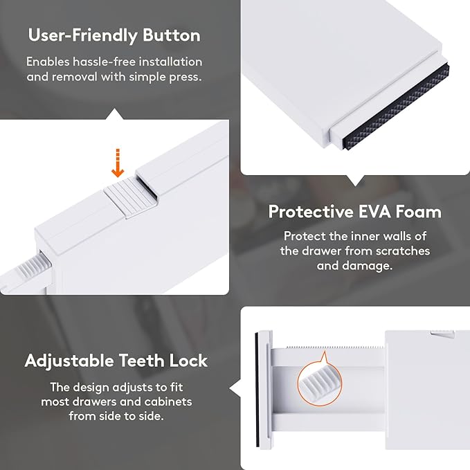 Lifewit 12 Pack Drawer Dividers Plastic 4" High, 13.5-22" Adjustable Drawer Organizers for Clothes, Expandable Dresser Separators in Bedroom/Bathroom/Kitchen/Fridge/Office Organization and Storage