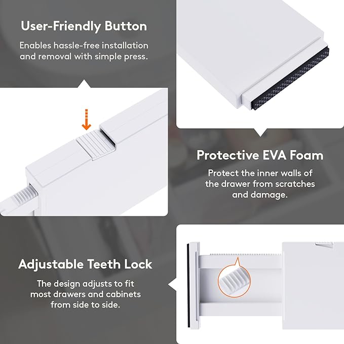 Lifewit 8 Pack Drawer Dividers Plastic 4" High, 13.5-22" Adjustable Drawer Organizers for Clothes, Expandable Dresser Separators in Bedroom/Bathroom/Kitchen/Fridge/Office Organization and Storage