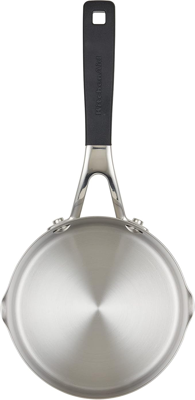 KitchenAid Saucepan with Pour Spouts, 1 Quart, Brushed Stainless Steel, 71018