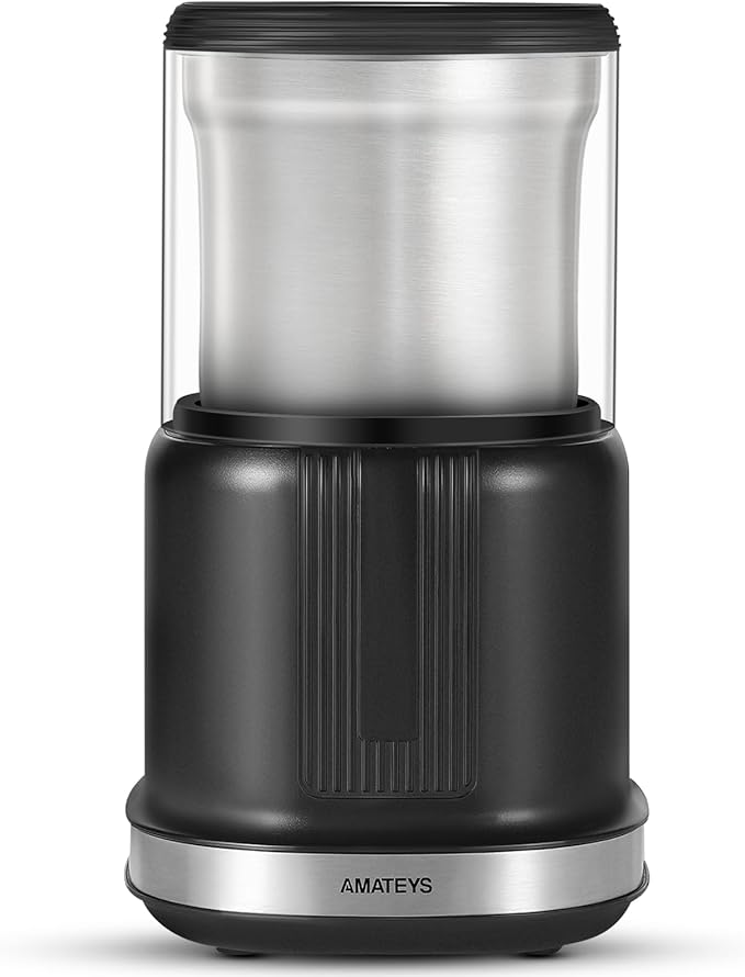 Electric Coffee Grinder,250W Powerful Motor Kichen Grinder,Quite Home Machine with 75g Coffee Bean Capacity,for Beans Spices Nuts Grians Herbs,Stainless Steel and Black