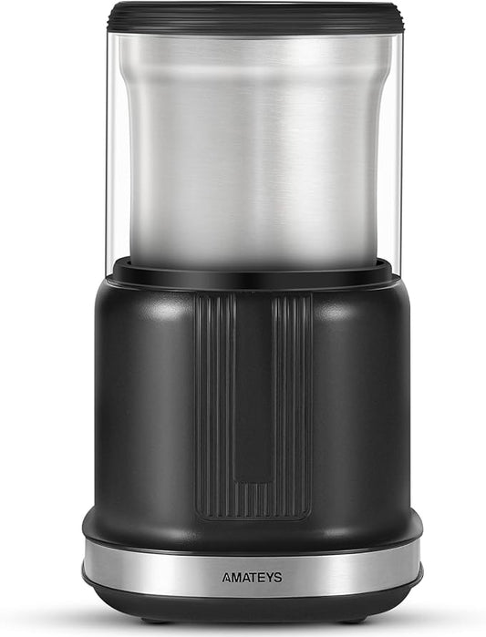 Electric Coffee Grinder,250W Powerful Motor Kichen Grinder,Quite Home Machine with 75g Coffee Bean Capacity,for Beans Spices Nuts Grians Herbs,Stainless Steel and Black