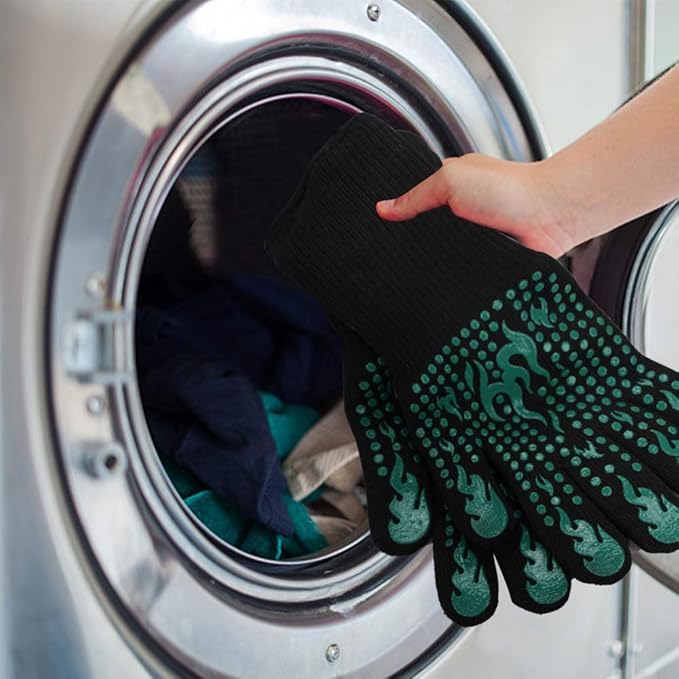 Comsmart BBQ Gloves, 1472 Degree F Heat Resistant Grilling Gloves Silicone Non-Slip Oven Gloves Long Kitchen Gloves for Barbecue, Cooking, Baking, Cutting