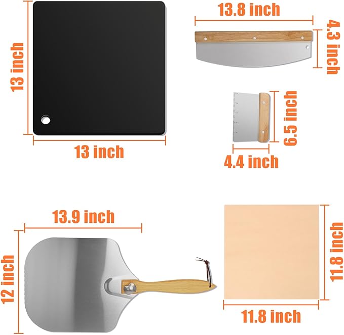 Hisencn 13" Ceramic Pizza Steel for Home Ovens - 20X Faster Heating, Crispy Crust Kit with Aluminum Peel & Tools