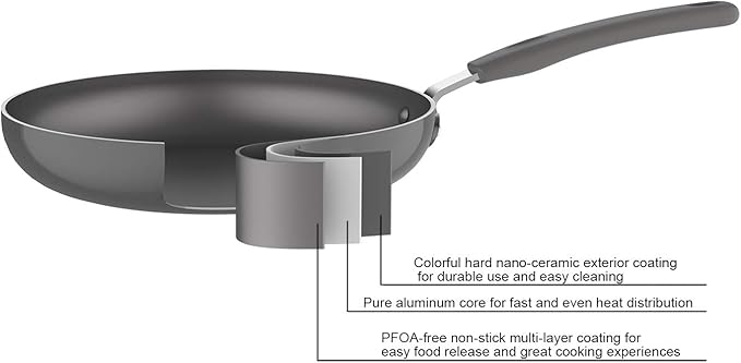 Amazon Basics Ceramic Non-Stick 12-Piece Cookware Set, Gray - Pots, Pans and Utensils