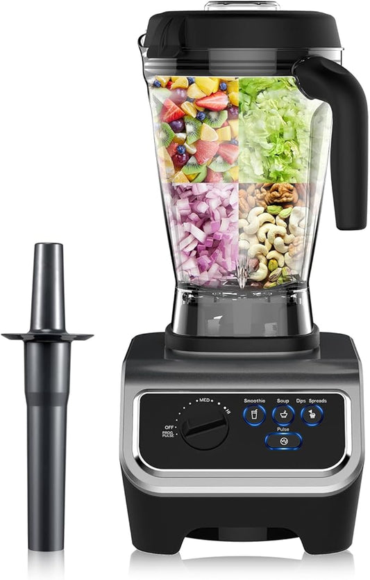 iCucina 1500w Blender for Kitchen with Pre-set Blending Programs, 64oz Heavy Duty Profession-grade Blender for Smoothies, Soups, Dips, Nut Butters, BPA-Free Tritan Jar