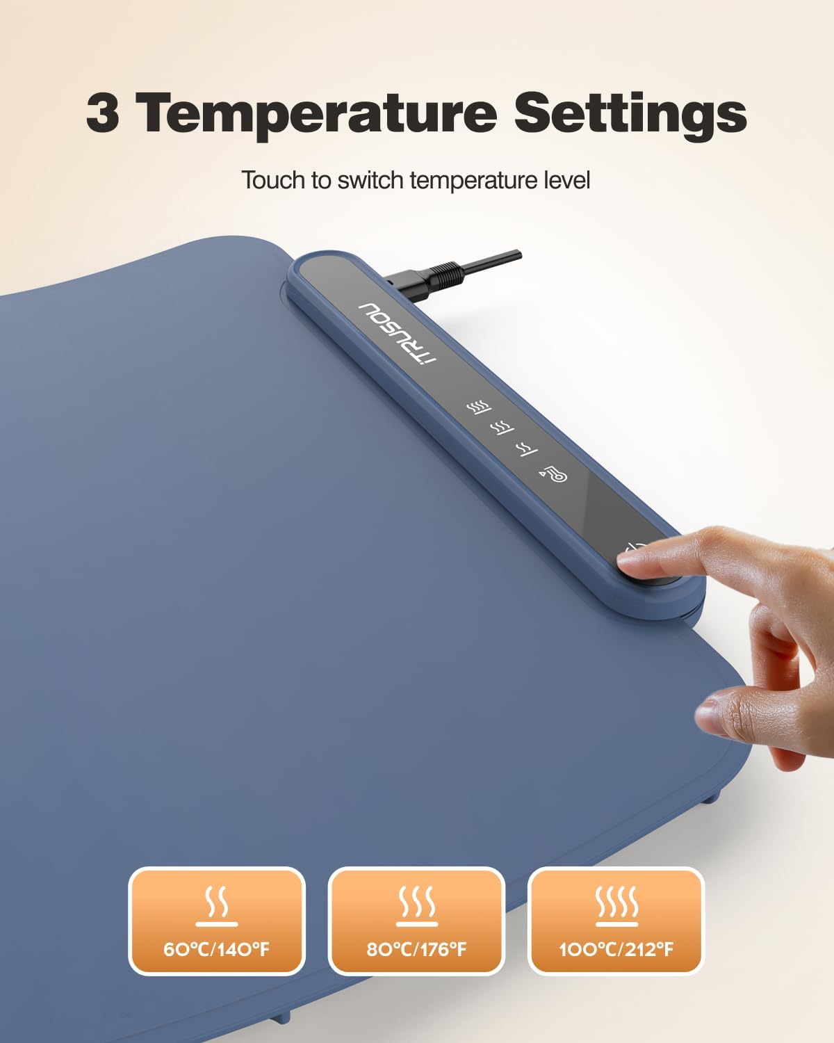 Food Warming Mat, iTRUSOU Electric Warming Tray Full Surface Heating to Keep Food Warm or Thawing, Versatile Food Warmer with 3 Temperature Setting for Parties Buffets Gatherings Holidays Daily Use