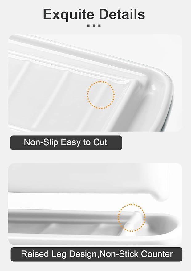 Nucookery Porcelain Butter Dish - Clean Table Design - Ceramic Butter Dishes with Lid for Countertop with Raised Non-Slip Strip - Holds 1 Standard Butter Stick - Easy to Clean & Dishwasher Safe. White