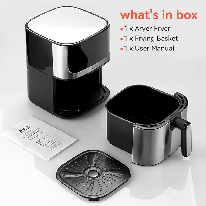 ASZ 5qt Air Fryer Digital for dorm office- Compact Airfryer Design for 2-3 people, 8 in 1 Presets Bake Toast Broil Reheat Bacon Fries Chicken Shrimp Non-Stick Kitchen Airfry Countertop Gift