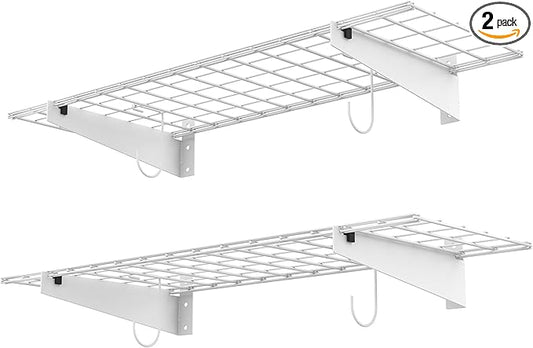 WALMANN 2 Pack Garage Wall Shelves, 45x15 inch Wall Mounted Storage Shelves for Garage Heavy Duty Wall Shelving, Holds Up to 220 Lbs(White)