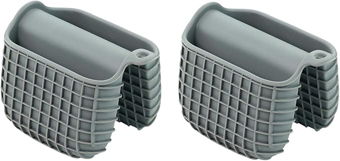 Mini Silicone Oven Mitts Set, Oven Mitts Heat Insulation, Oven Gloves for Kitchen Cooking and Baking, Protecting Fingers Mini Oven Hand Clips are Sold in Pairs(Square-Gray)