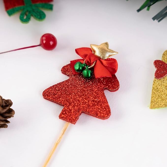 18Pcs Christmas Cake Toppers - Cupcake Decoration Set with Santa Claus, Christmas Tree, Snowman, Sock Theme Party Supplies