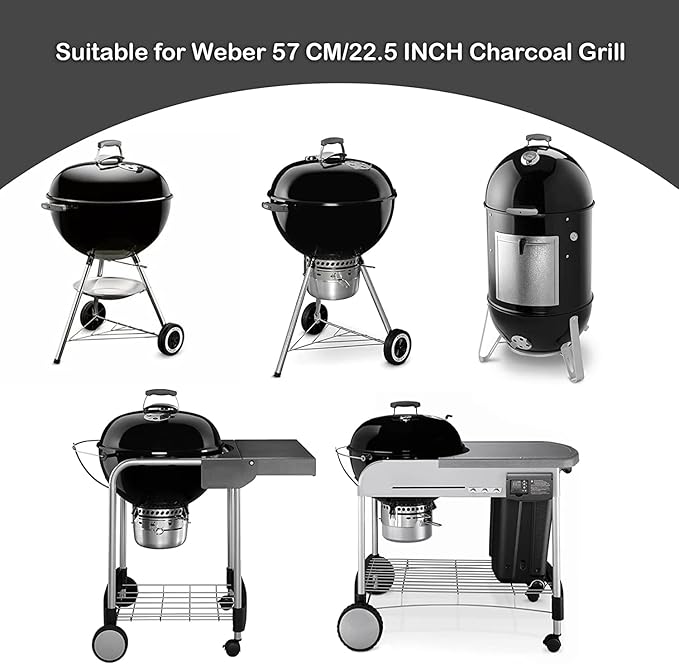 onlyfire BBQ Griddle and Grate Combo Kit for Weber 22 inch Kettle Charcoal Grills