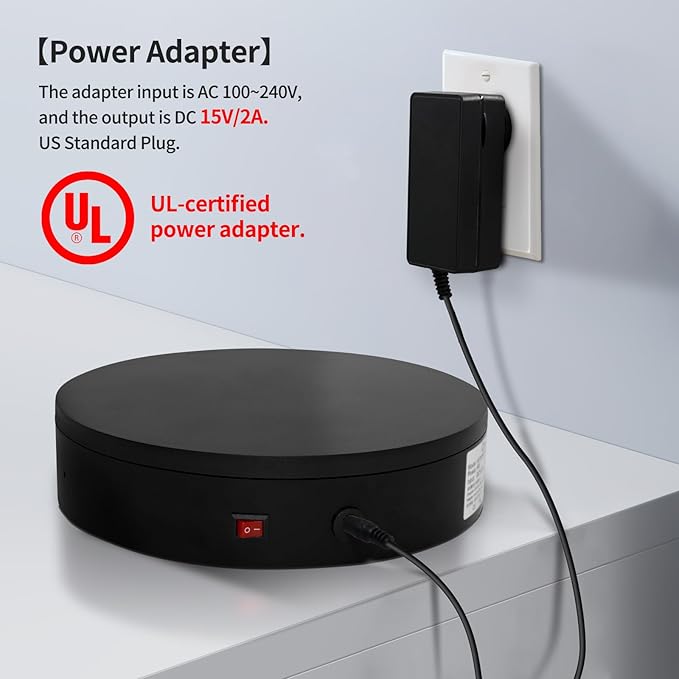 15.8In Remote Motorized electric turntable Rotating platform Photography Turntable Motorized lazy susan Base giratoria para for Photography,3D Scanner,Heavy duty display(Load Range:220~500lbs)