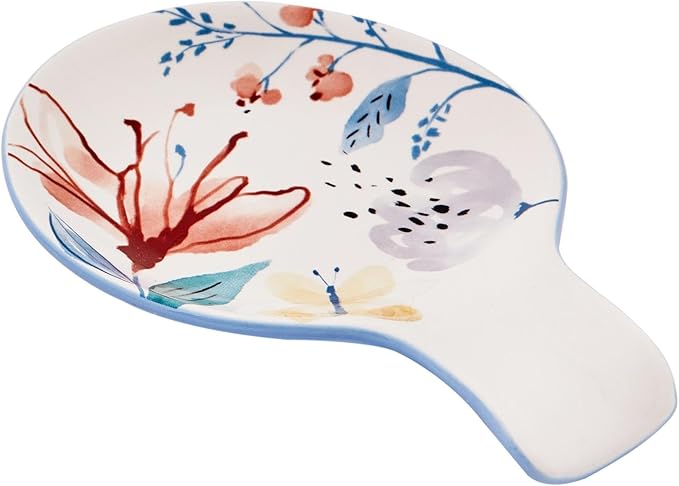 Bico Blossom Symphony Spoon Rest for Stove Top, Ceramic Spoon Holder for Kitchen Counter, Easy to Clean Coffee Spoon Rest Dishwasher Safe, Kitchen Cooking Utensil Rest for Ladles Spatula