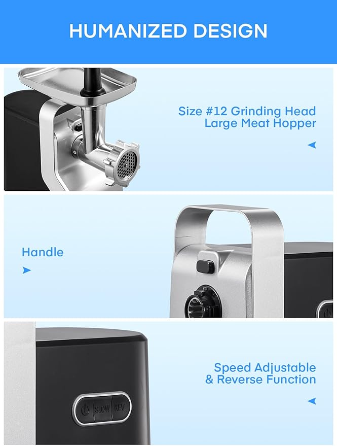 Meat Grinder Heavy Duty, 3000W Max Ultra Powerful, 5 in 1 HOUSNAT Multifunction Electric Meat Grinder, Sausage Stuffer, Slicer/Shredder/Grater, Kubbe & Tomato Juicing Kits, Home Kitchen Use