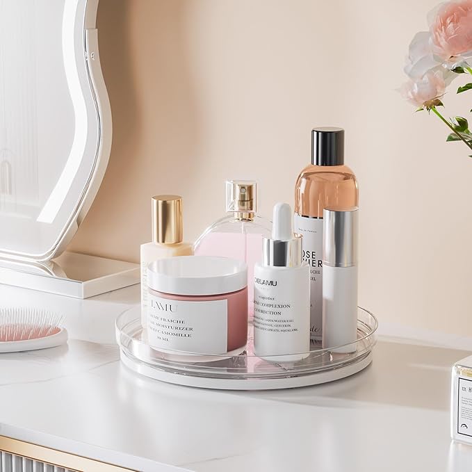 LAMU 3 Pack Lazy Susan Organizer, Clear Lazy Susan Turntable for Cabinet, Spice Organizer for Pantry, Refrigerator, Table Top, Kitchen Organizer and Storage, 2 Size (1 Piece 11'' + 2 Piece 9'')