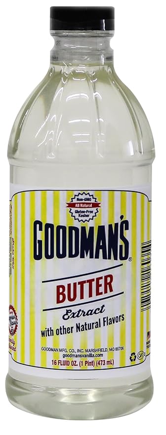 Goodman's Butter Extract - Gluten-Free, Non-GMO, Low Carb & Calorie, No Artificial Color - Safe for Dairy Sensitivities, Ideal for Baking - 1 Pint