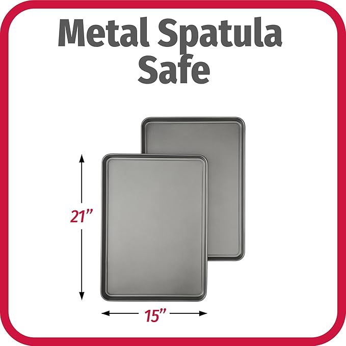 GoodCook Everday Nonstick Carbon Steel 15” x 21” Baking Sheet Set, 2 Pack – Extra-Large Carbon Steel Cooking Pans, Bakeware Set, Cookie Sheets for Baking, Oven Pan Set