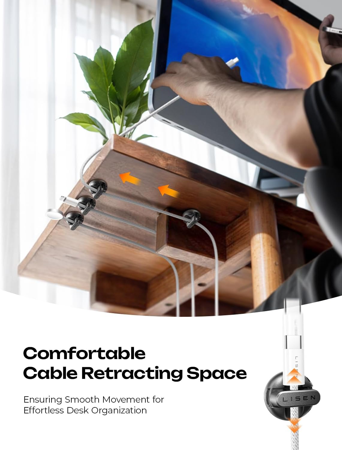 8 Pack Charging Cord Organizer [1S Snap-on] LISEN Magnetic Charging Cord Holder, Easy Open Cable Holder with Strong Adhesive, Cable Management Clips Neatly for Nightstand, Desk, Home, Office, Car