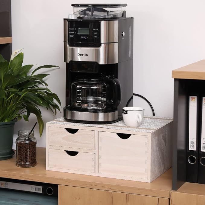 Kitchen Storage Organizer with 3 Drawers for Coffee Brew K Cup/Coffee Pod Holder - Office Organization Drawer for Desk, Multi-Purpose Mini Wood Cabinet Countertop Stand Shelf CF2D3C White