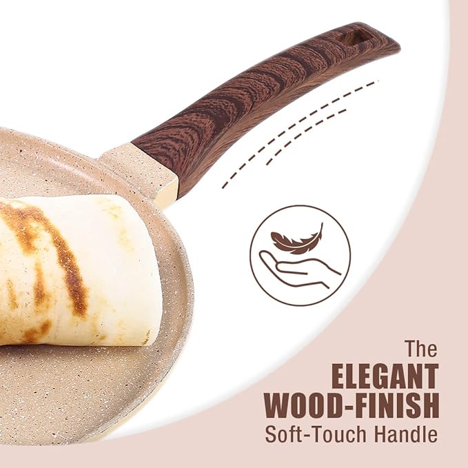 Wonderchef Duralife Die-cast 28 cm Dosa Tawa 5 Layer Healthy Duramax Non-Stick Coating Soft Touch Handle Pure Grade Aluminium PFOA Free 2 Year Warranty MediumIvory