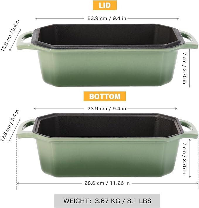 Bread Pan Cast Iron Loaf Pan with Lid 9x5 Inch Bread Loaf Pan for Baking Bread Enameled Cast Iron Sourdough Bread Pan