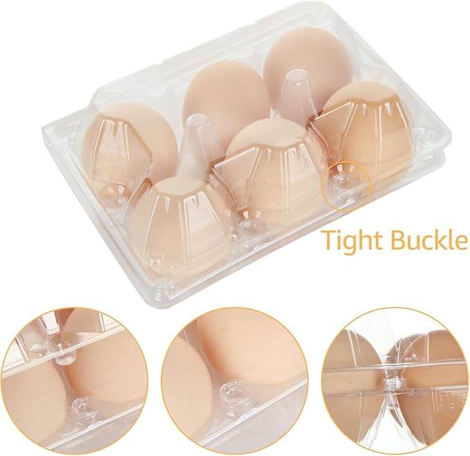 100PCS Egg Cartons Cheap Bulk, Each Holds Half Dozen Eggs (6 Eggs), Plastic Chicken Egg Carton Egg Tray Egg Cartons Holder for Family Pasture Farm Market