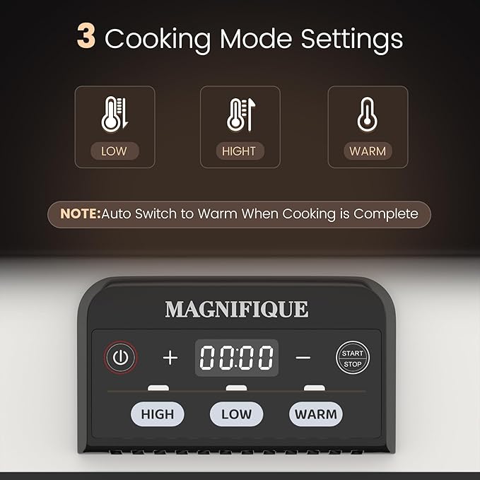 4 Quart Casserole Programmable Slow Cooker with Ceramic Baking Dish - Perfect Kitchen Small Appliance for Family Dinners, Oven Safe and Durable Bakeware for Lasagna, Roasts (White)