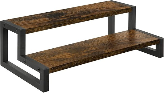 YINMIT Tiered Display Stand Riser Shelf, Wooden Spice Rack Organizer for Countertop, 2 Tier Kitchen Counter Shelf