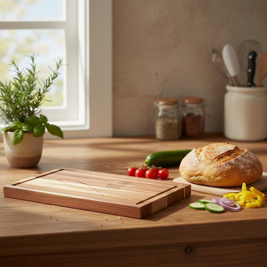 Wood Heart Organic Wooden Cutting Board with Juice Groove. Made with Natural Acacia Hard Wood it is Durable Anti-Slip Best for Chopping Fruits Veggies, Decorating Cheese Board & Kitchen Serving Tray